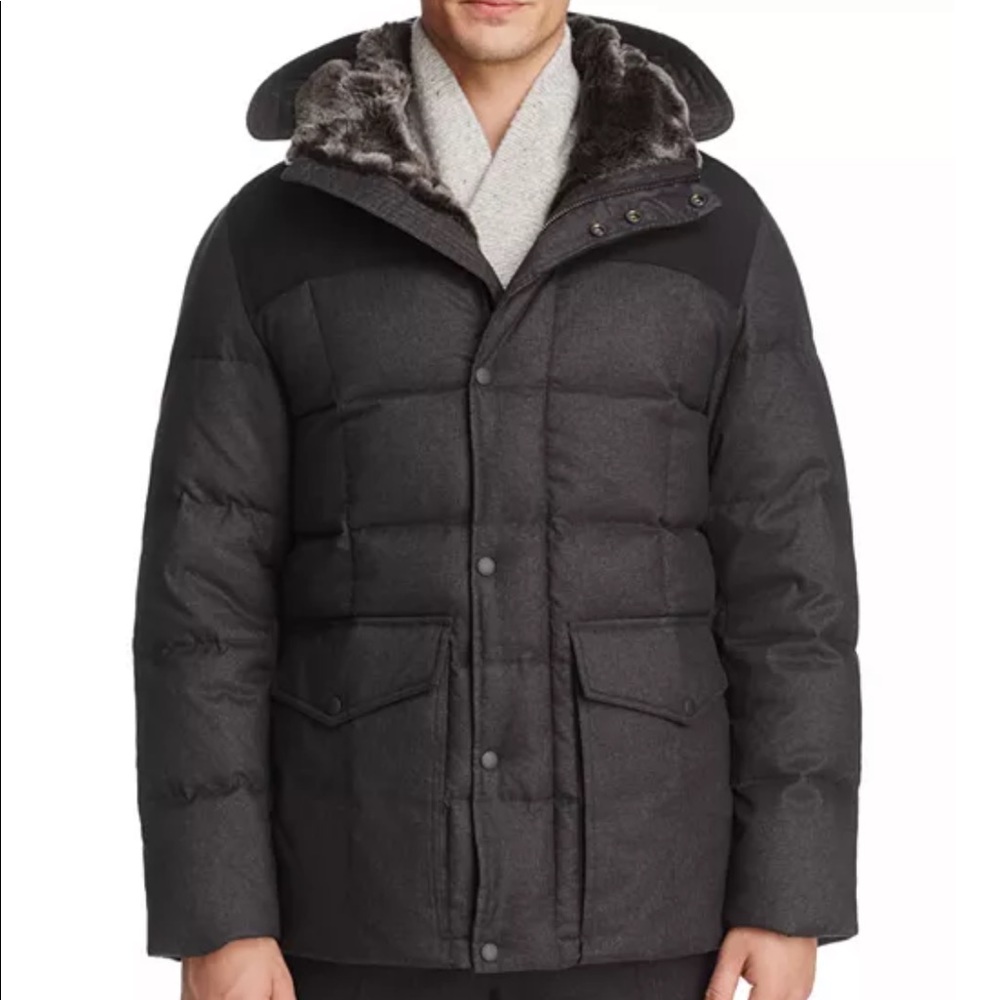 Cole Haan Flannel Down Hooded Jacket NWOT